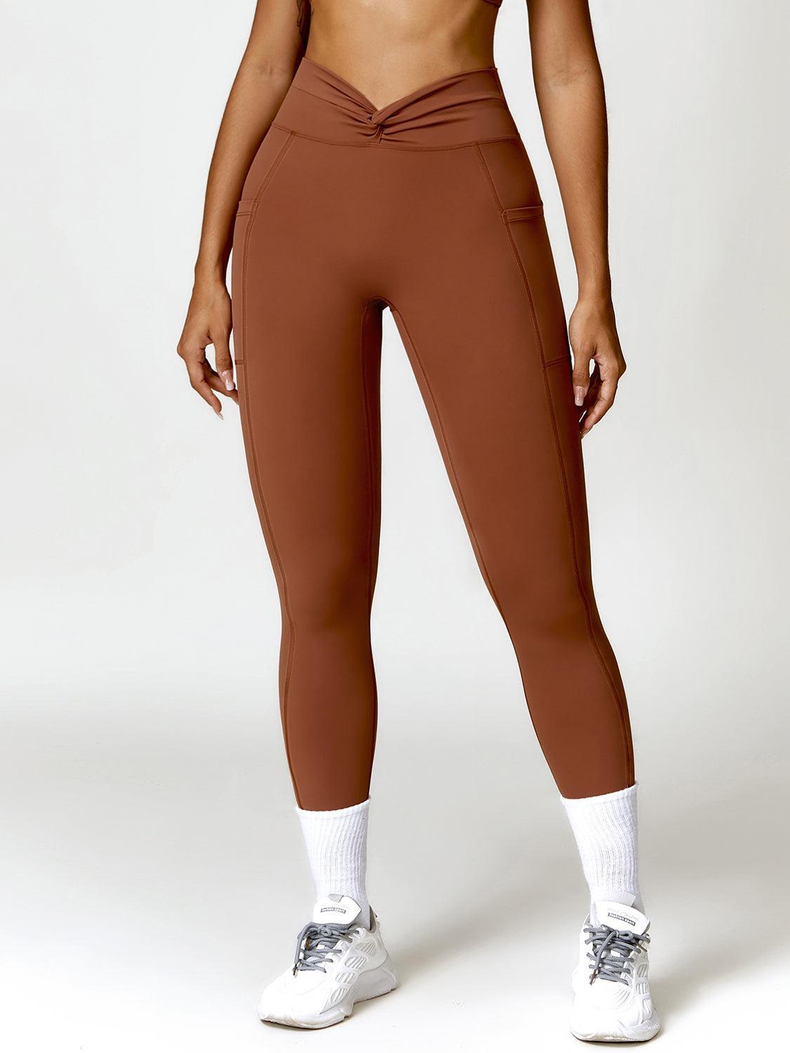 Twisted High Waist Active Pants with Pockets - 808Lush