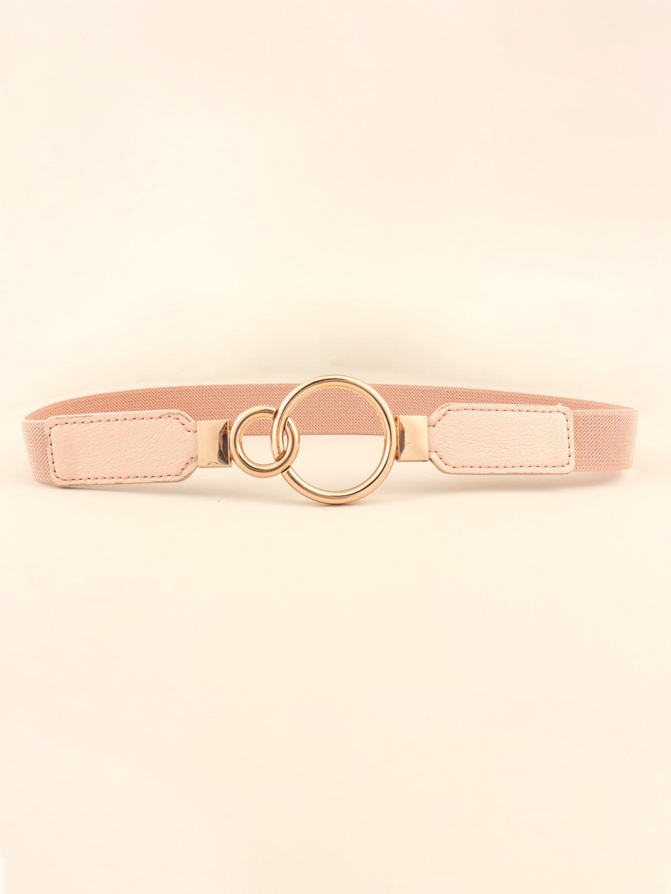 Double Ring Buckle Elastic PU Belt - 808Lush