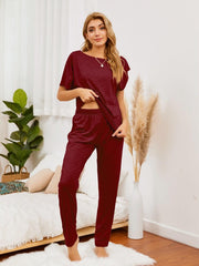 Boat Neck Top and Pants Lounge Set - 808Lush