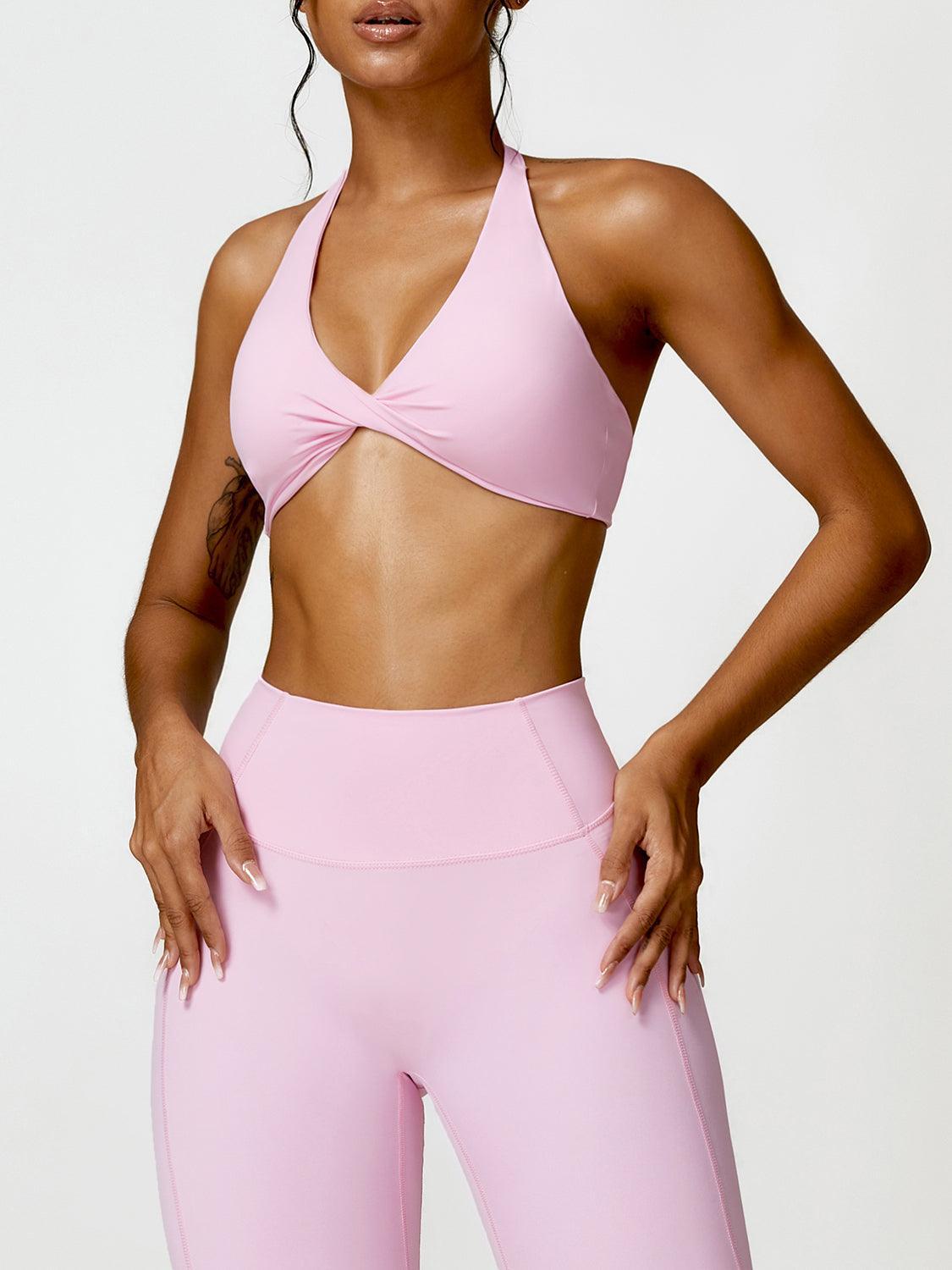 Twisted Halter Neck Active Bra - 808Lush