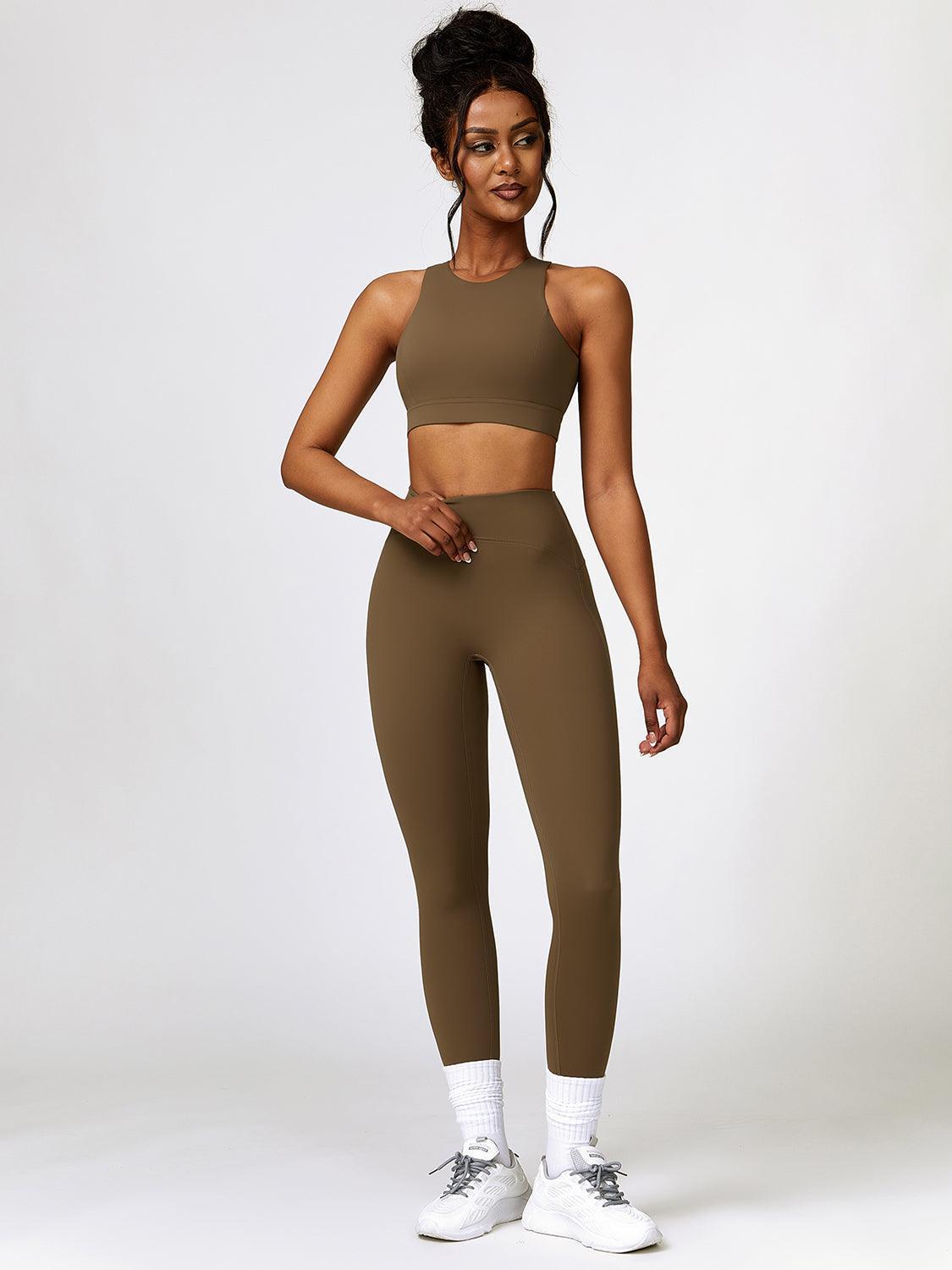 Cutout Cropped Sport Tank and Leggings Set - 808Lush