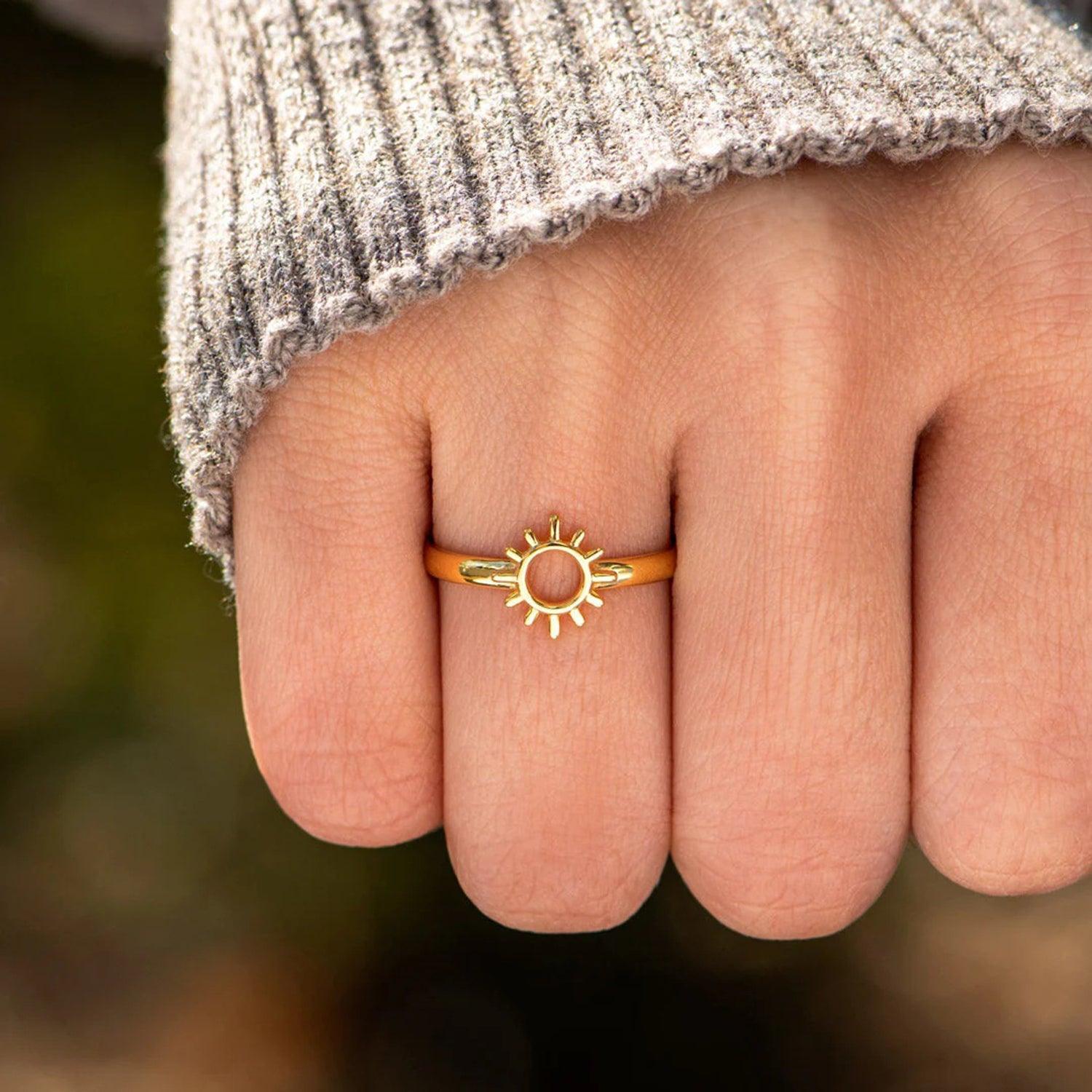 Sun Shape 18K Gold-Plated Ring - 808Lush