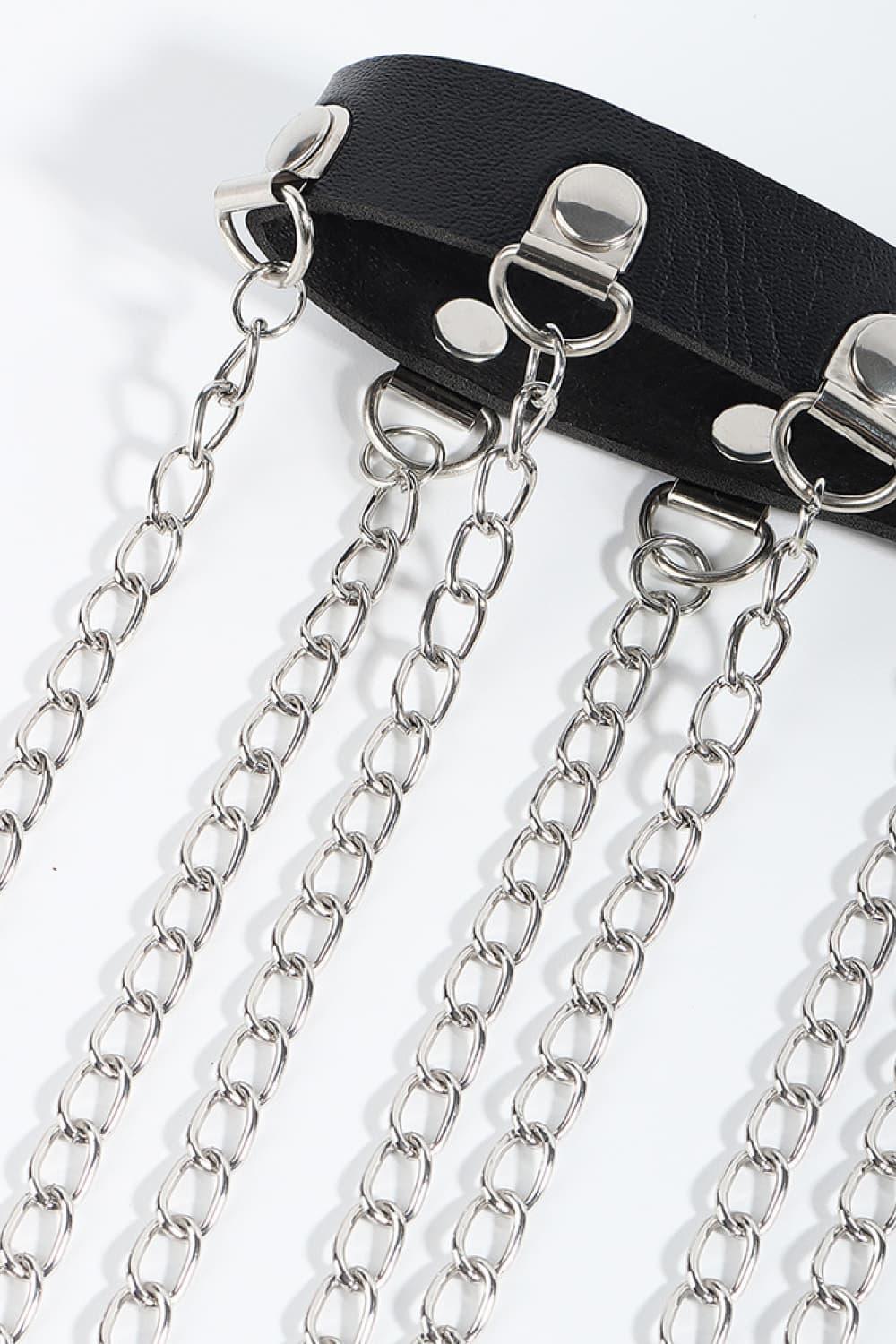 Fringed Chain PU Leather Belt - 808Lush