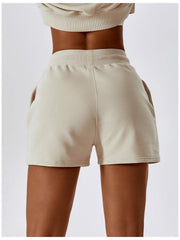 Drawstring Smocked Waist Sports Shorts - 808Lush