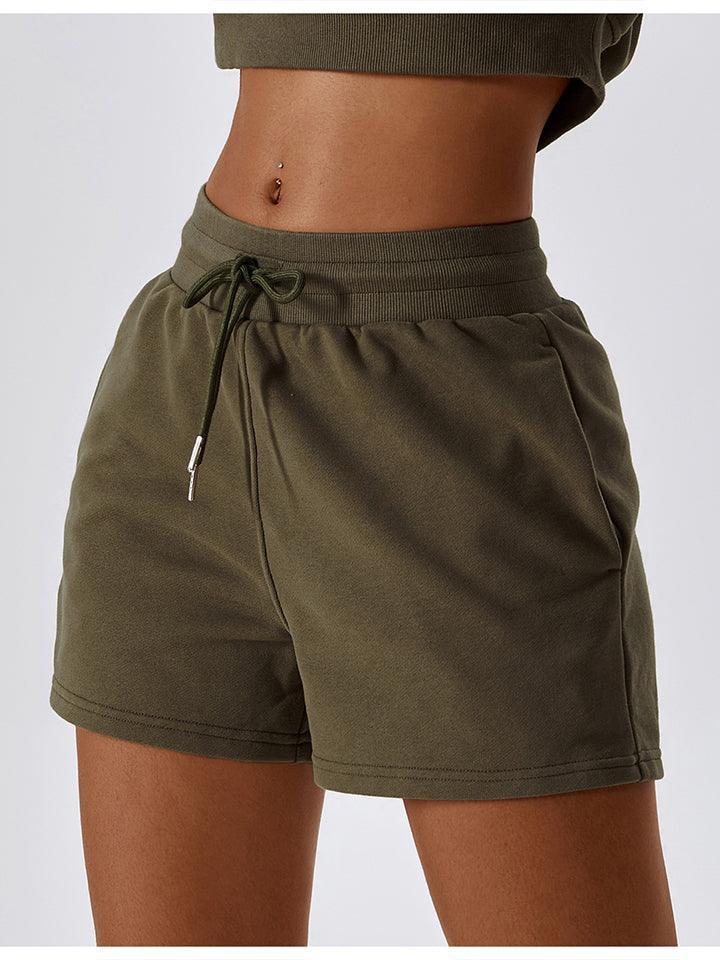 Drawstring Smocked Waist Sports Shorts - 808Lush