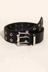 Double Row Grommet PU Leather Belt - 808Lush