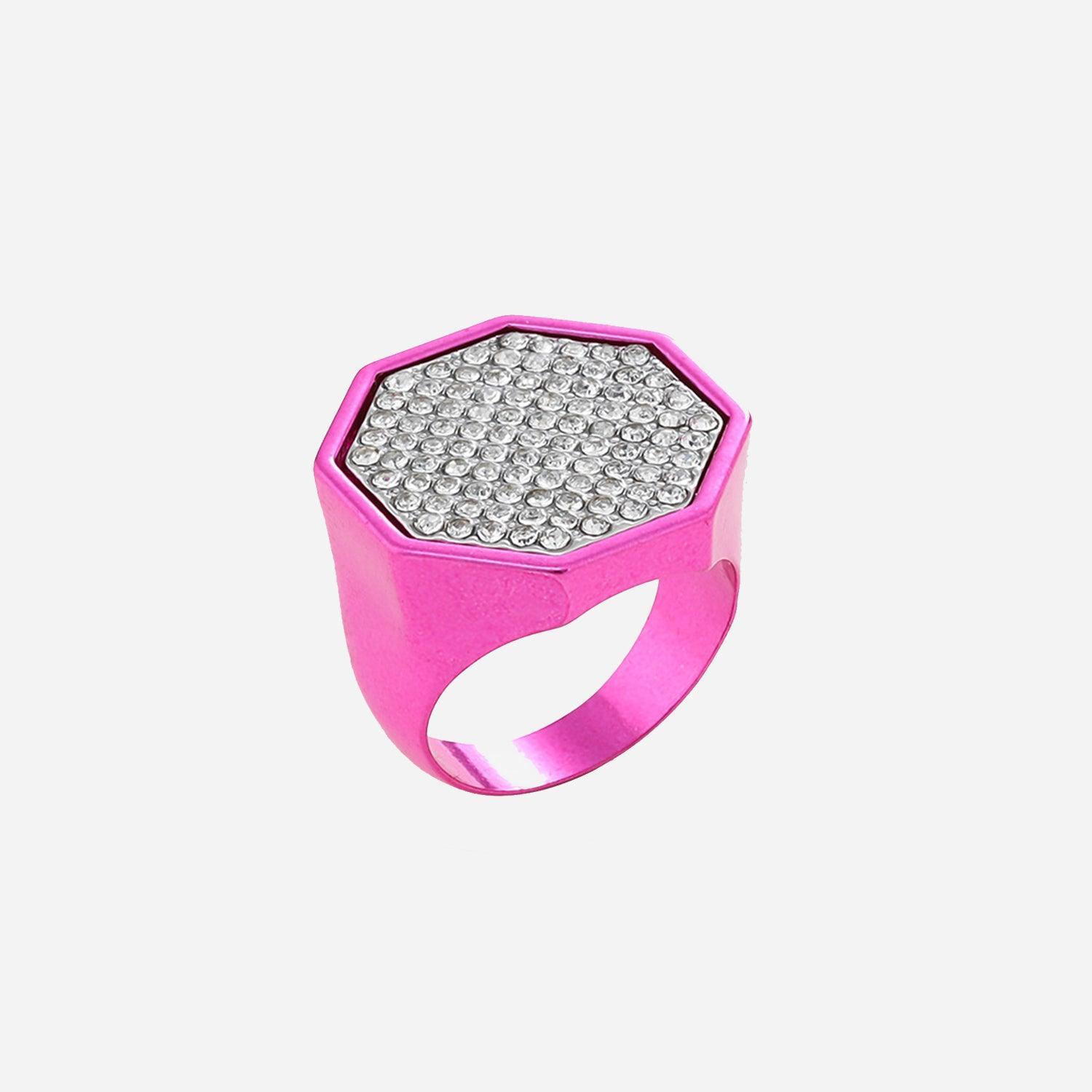 Geometric Glass Stone Alloy Ring - 808Lush