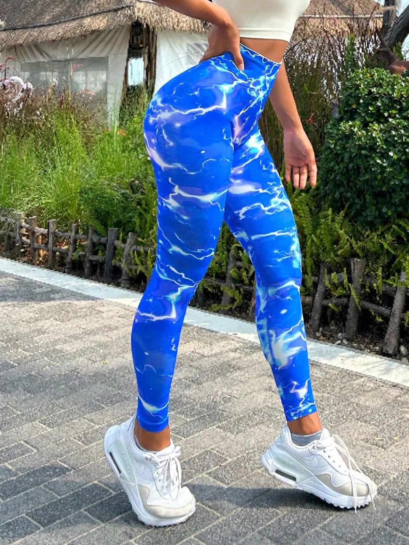 Tie-dye Slim Fit High Waistband Long Active Pants - 808Lush