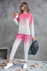 Gradient Round Neck Sweatshirt and Joggers Set - 808Lush