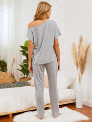 Boat Neck Top and Pants Lounge Set - 808Lush