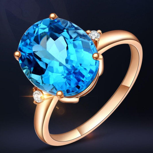 Rose Gold-Plated Artificial Gemstone Ring - 808Lush