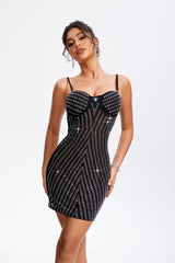 Rhinestone Sweetheart Neck Cami Dress - 808Lush