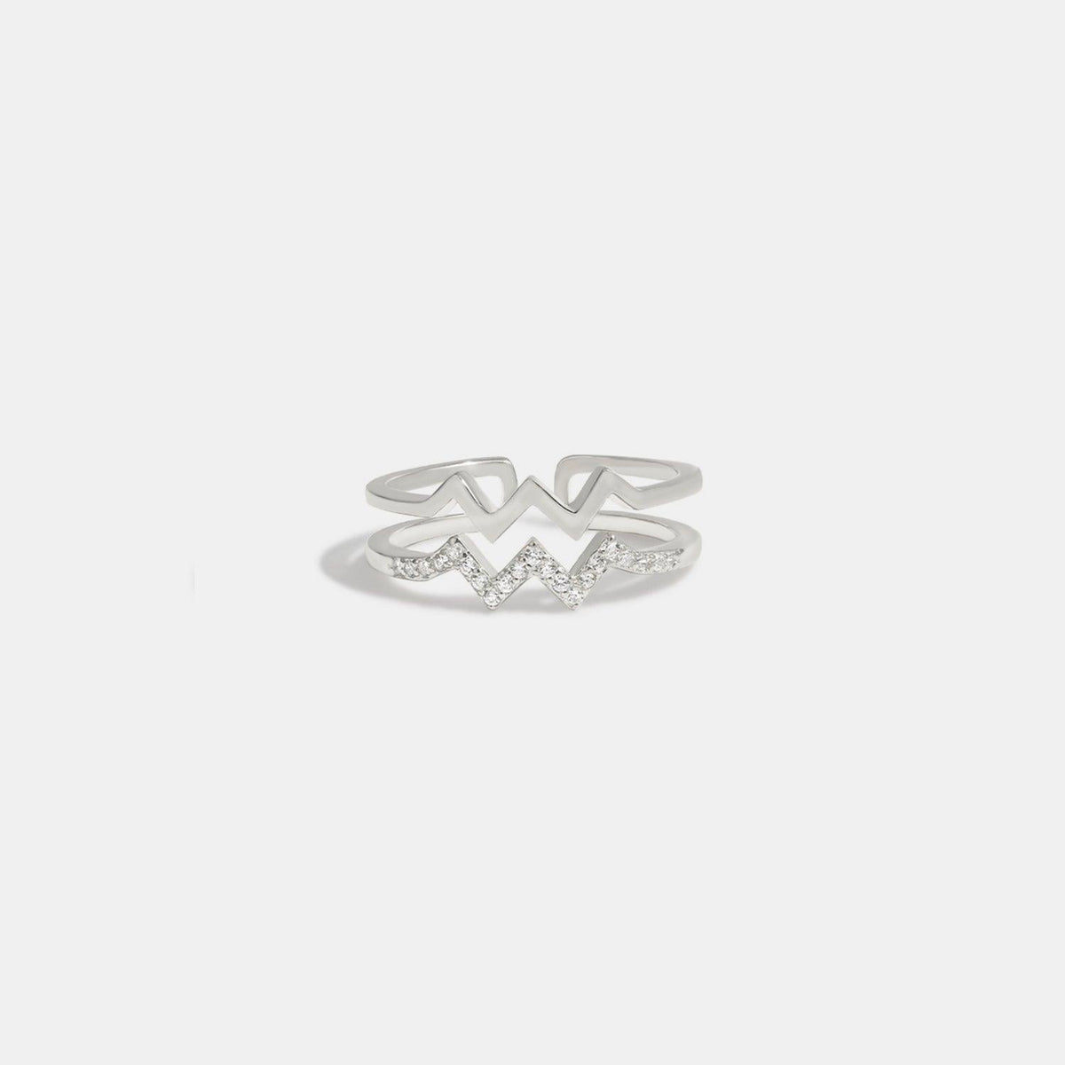 Wave Shape Inlaid Zircon Open Ring - 808Lush