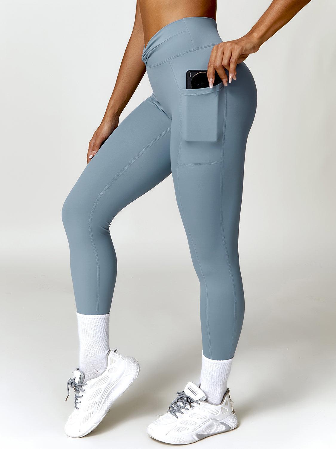 Twisted High Waist Active Pants with Pockets - 808Lush