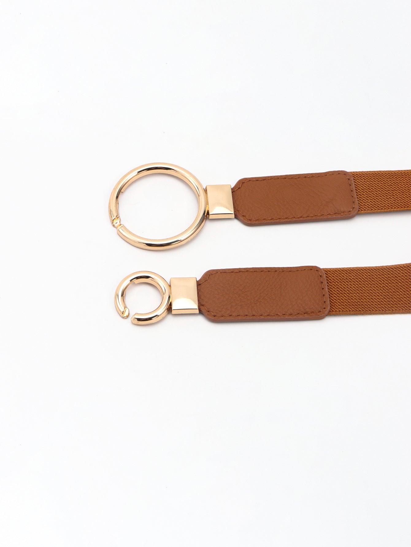 Double Ring Buckle Elastic PU Belt - 808Lush