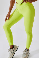 Wide Waistband Slim Fit Back Pocket Sports Leggings - 808Lush