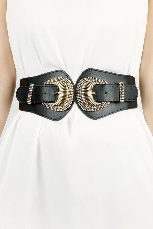 Shell Double Buckle Elastic Wide Belt - 808Lush