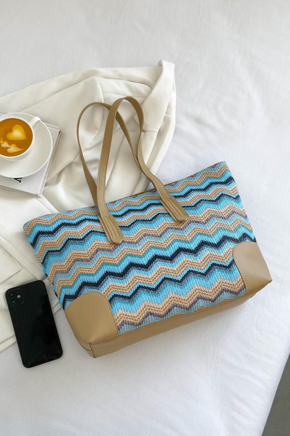 Chevron Straw Tote Bag - 808Lush