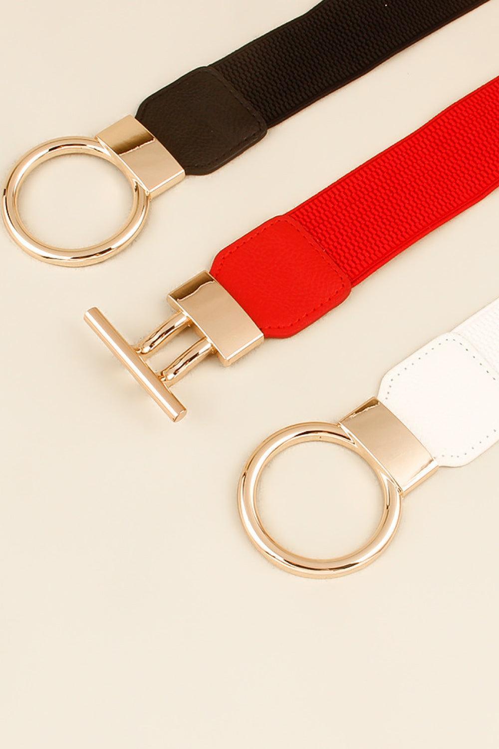 Circle Shape Buckle Zinc Alloy Buckle PU Leather Belt - 808Lush