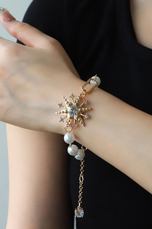 Synthetic Pearl Star Shape Alloy Bracelet - 808Lush