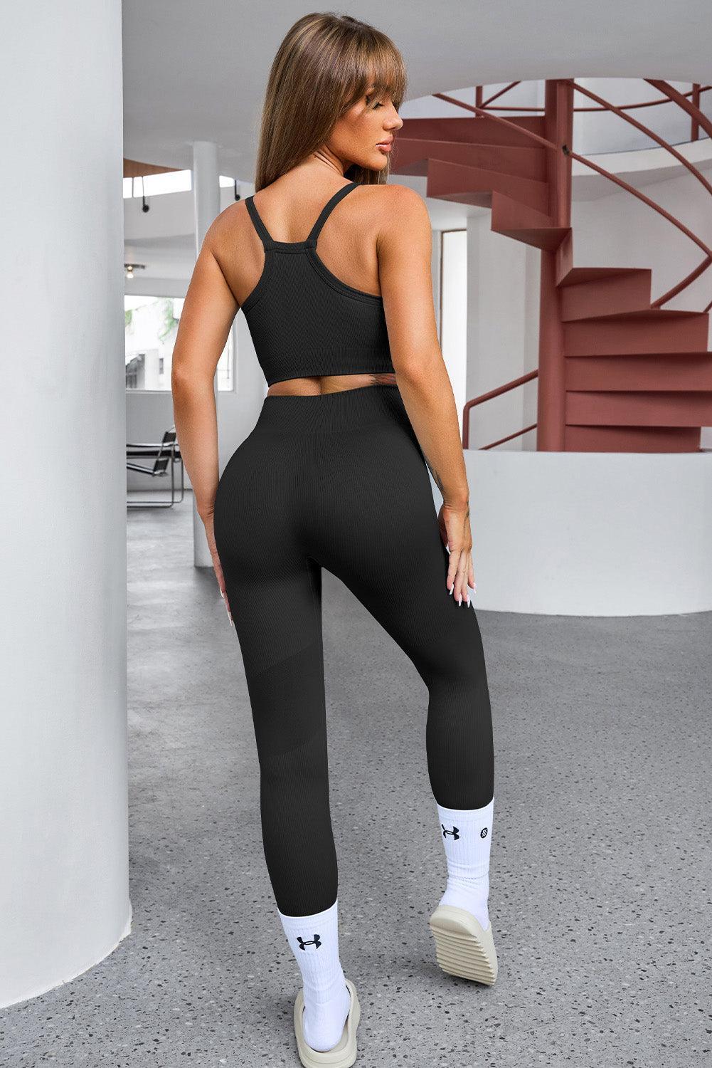 Tank Cropped Active Top and Pants Set - 808Lush