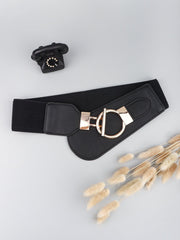 PU Elastic Wide Belt with Alloy Buckle - 808Lush