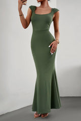 Cap Sleeve Scoop Neck Maxi Dress - 808Lush