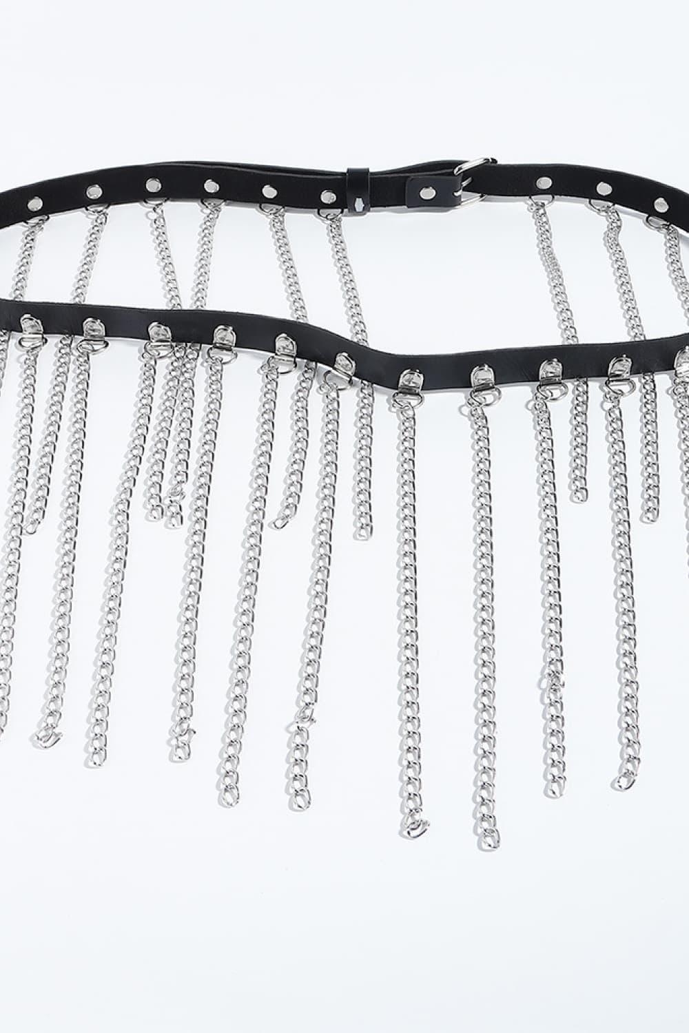 Fringed Chain PU Leather Belt - 808Lush