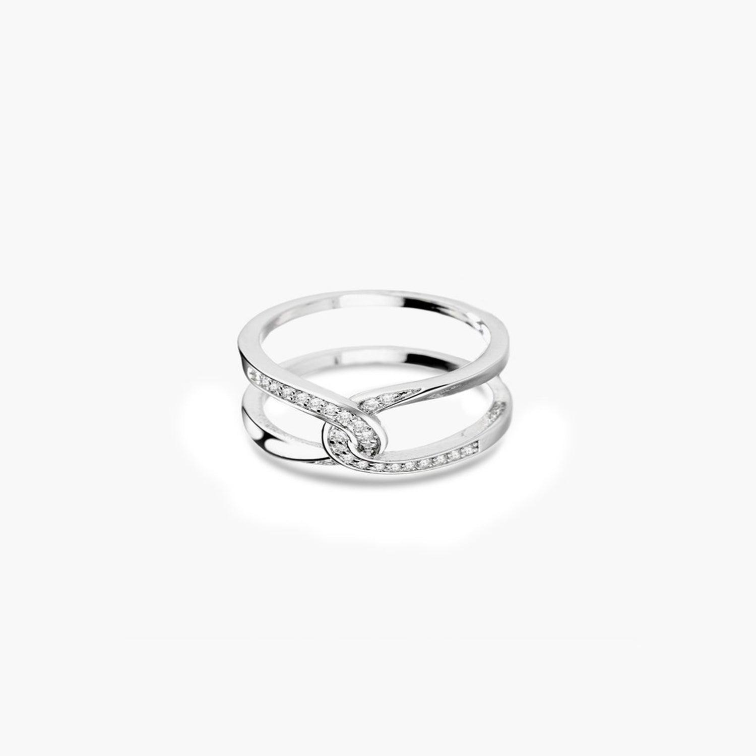 Twisted Inlaid Zircon Double-layered Ring - 808Lush