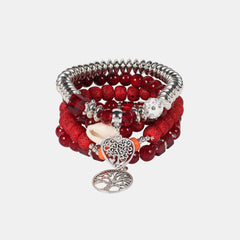 Silver-Plated Beaded Charm Bracelet - 808Lush