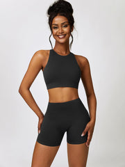 Cutout Cropped Sport Tank and Shorts Set - 808Lush