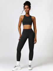 Cutout Cropped Sport Tank and Leggings Set - 808Lush