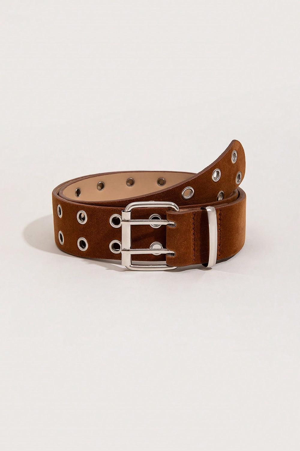 Double Row Grommet PU Leather Belt - 808Lush