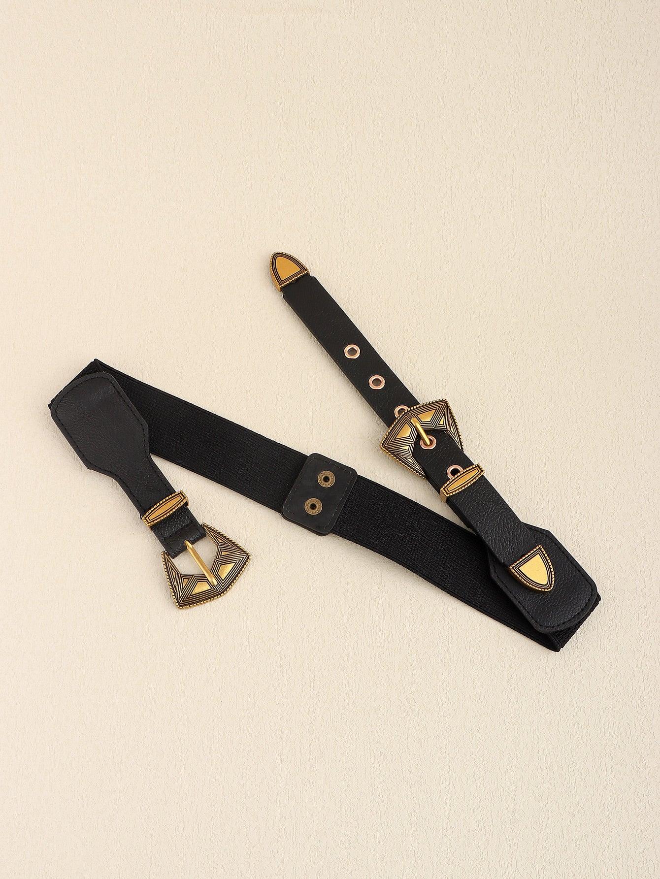 Double Buckle PU Leather Belt - 808Lush