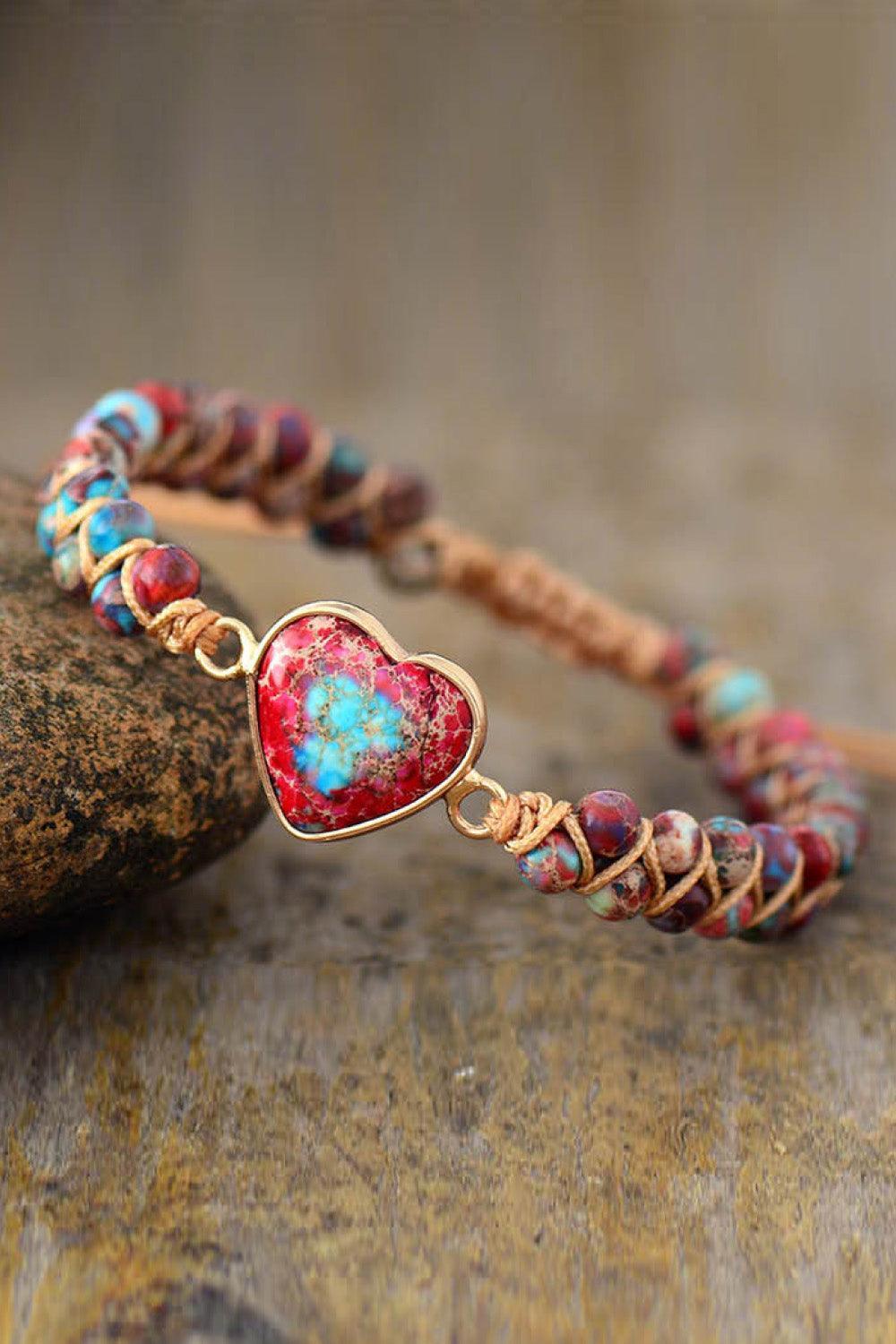 Handmade Heart Shape Natural Stone Bracelet - 808Lush