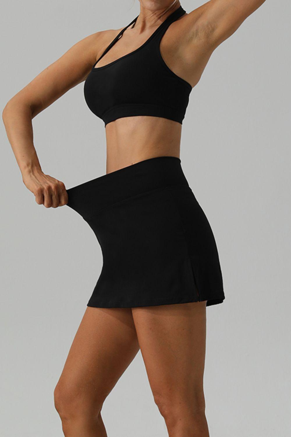 Halter Neck Tank and Slit Skirt Active Set - 808Lush