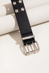 Double Row Star Grommet PU Leather Belt - 808Lush