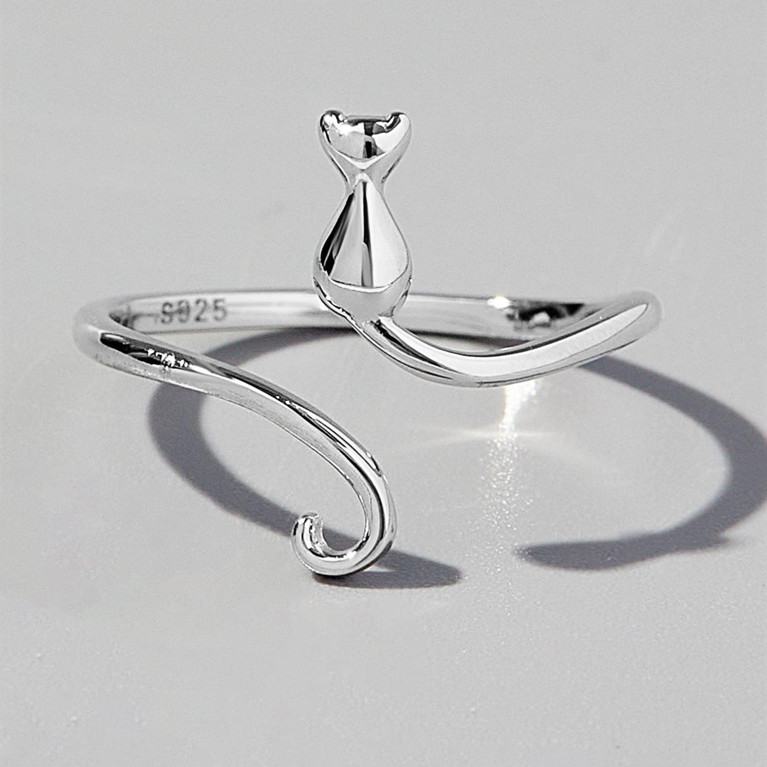 Cat Shape 925 Sterling Silver Ring - 808Lush