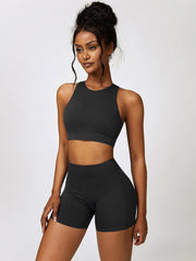 Cutout Cropped Sport Tank and Shorts Set - 808Lush