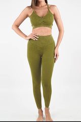 Ruched Spaghetti Strap Top and Pants Active Set - 808Lush