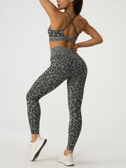 Leopard Crisscross Top and Leggings Active Set - 808Lush