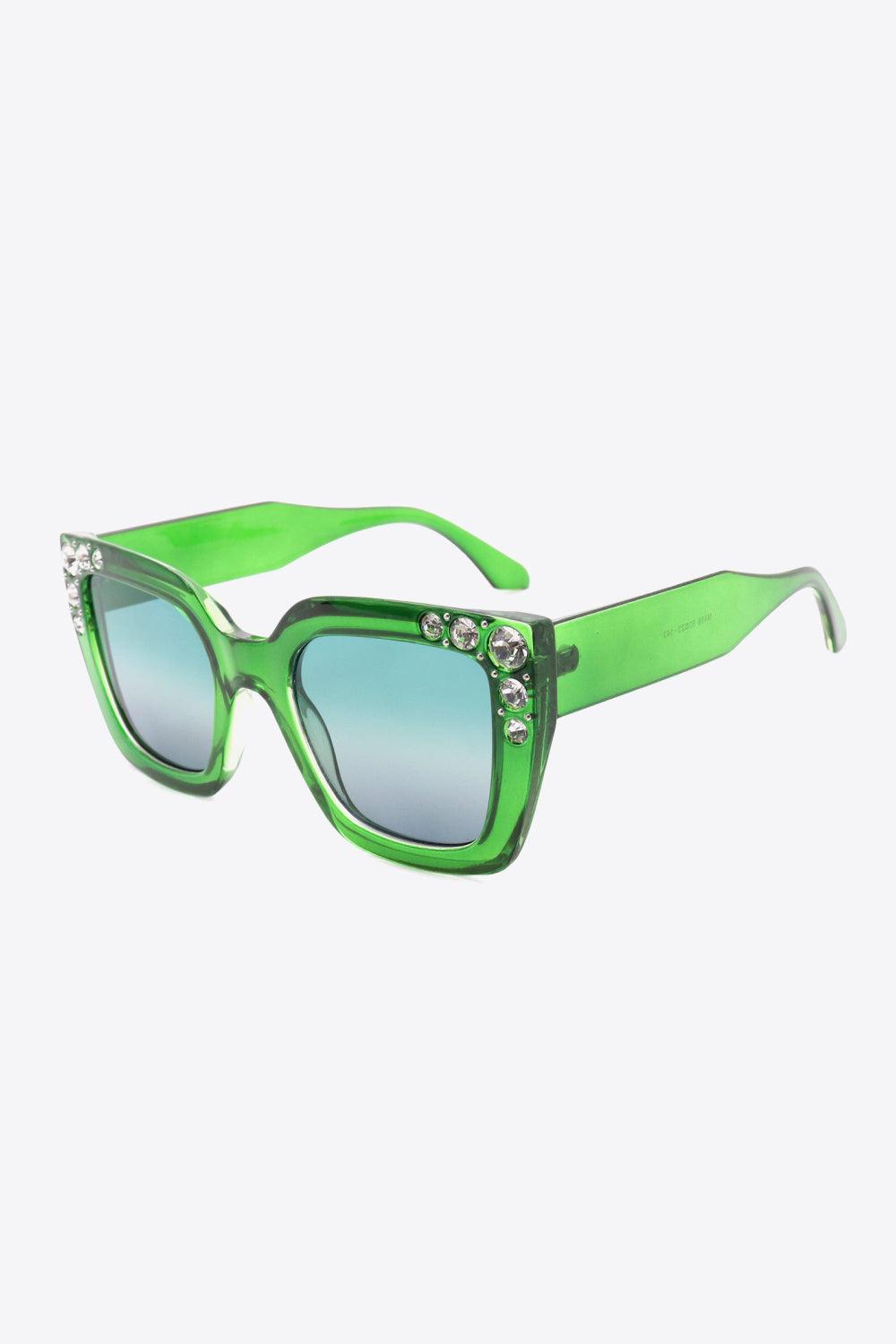 Inlaid Rhinestone Polycarbonate Sunglasses - 808Lush