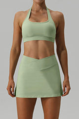 Halter Neck Tank and Slit Skirt Active Set - 808Lush