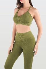 Ruched Spaghetti Strap Top and Pants Active Set - 808Lush