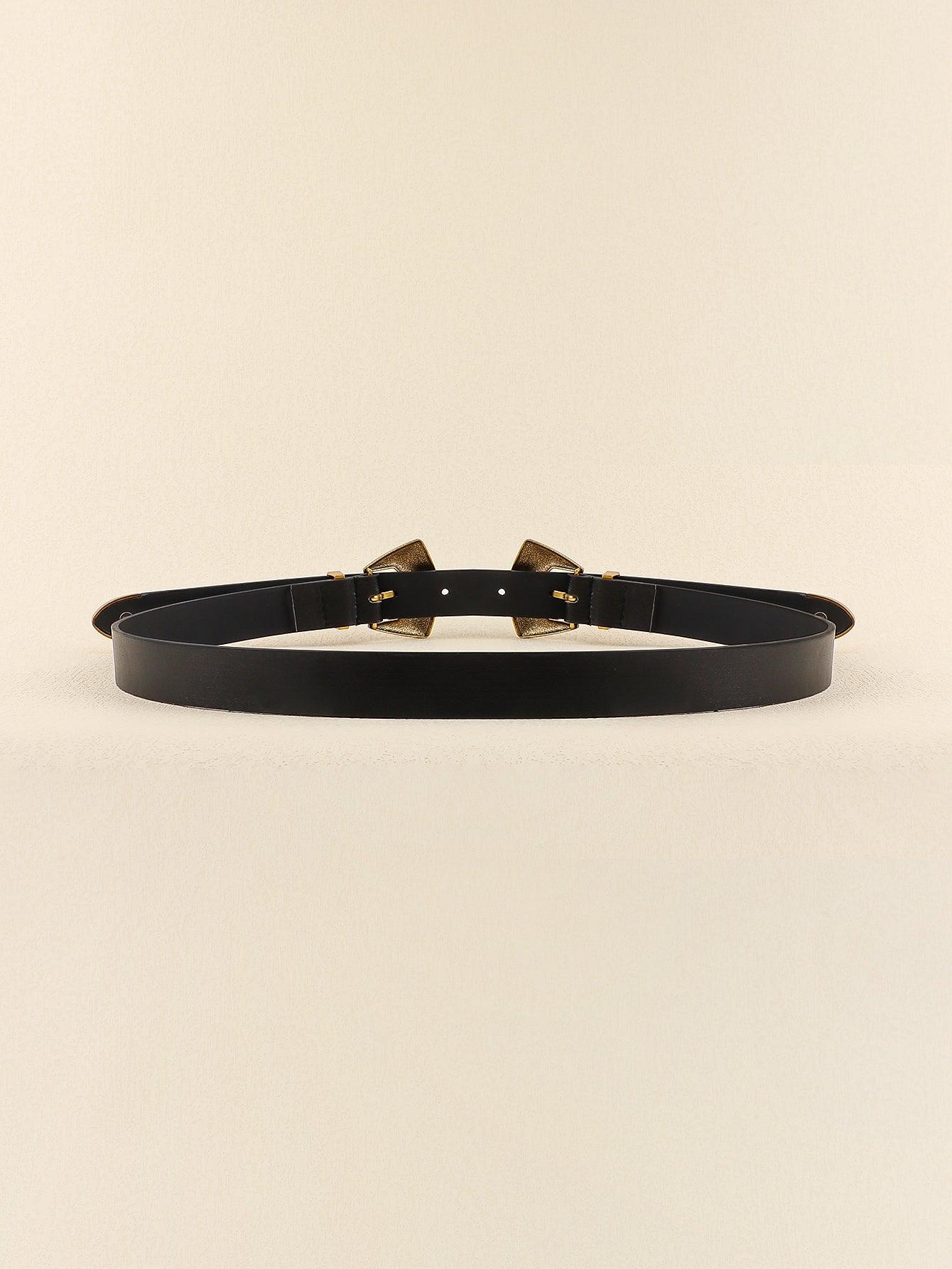 Double Buckle PU Leather Belt - 808Lush