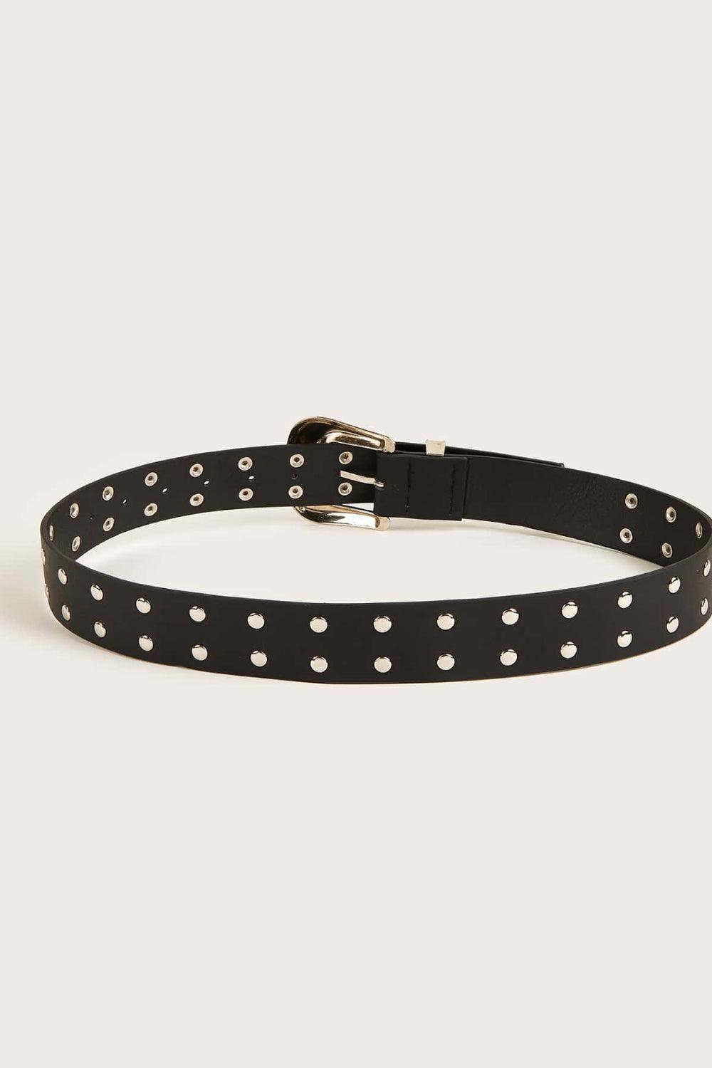 Double Row Studded PU Leather Belt - 808Lush