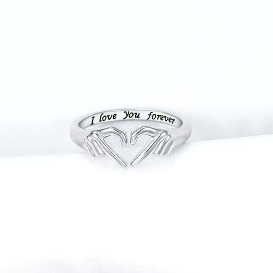 Hand Heart Shape 925 Sterling Silver Open Ring - 808Lush