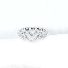 Hand Heart Shape 925 Sterling Silver Open Ring - 808Lush