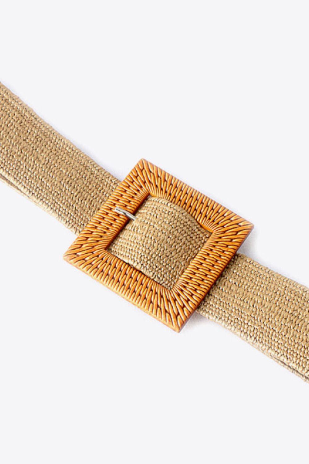 Square Buckle Elastic Braid Belt - 808Lush