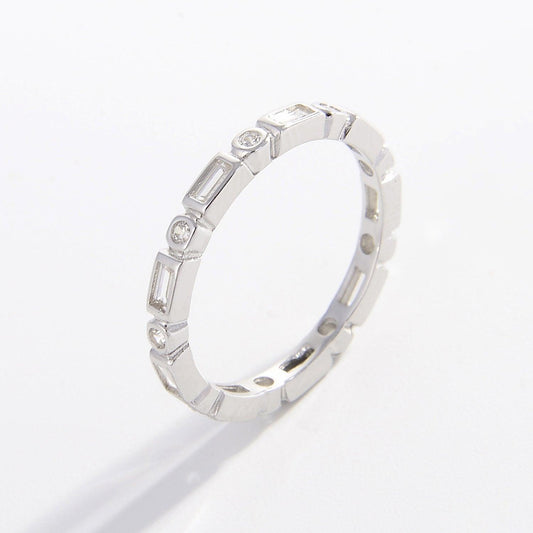 925 Sterling Silver Geometric Shape Zircon Ring - 808Lush